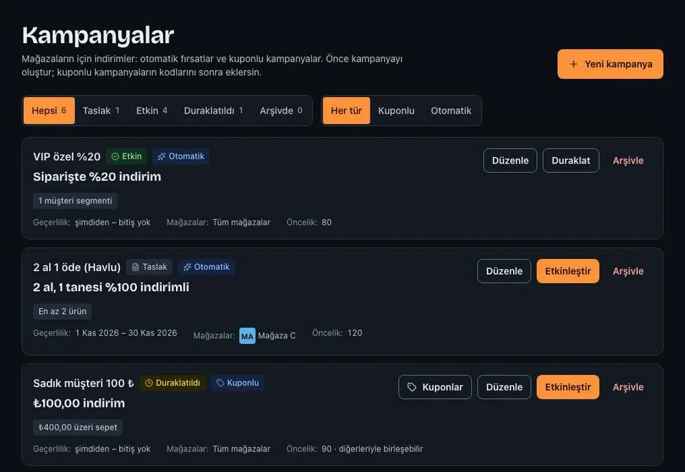 Screenshot from the Vitrula dashboard: Promotions