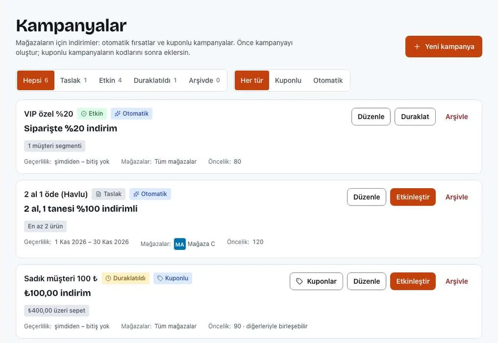 Screenshot from the Vitrula dashboard: Promotions